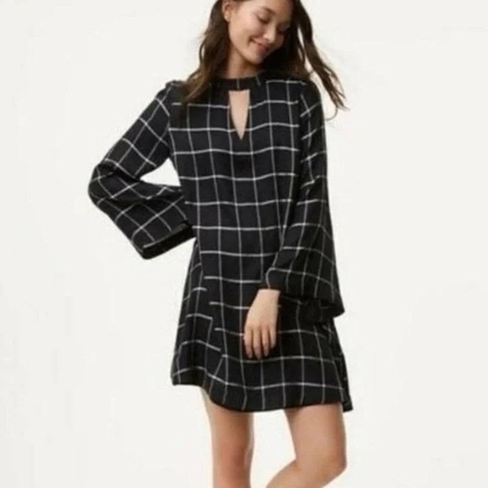 Loft plaid flared dress